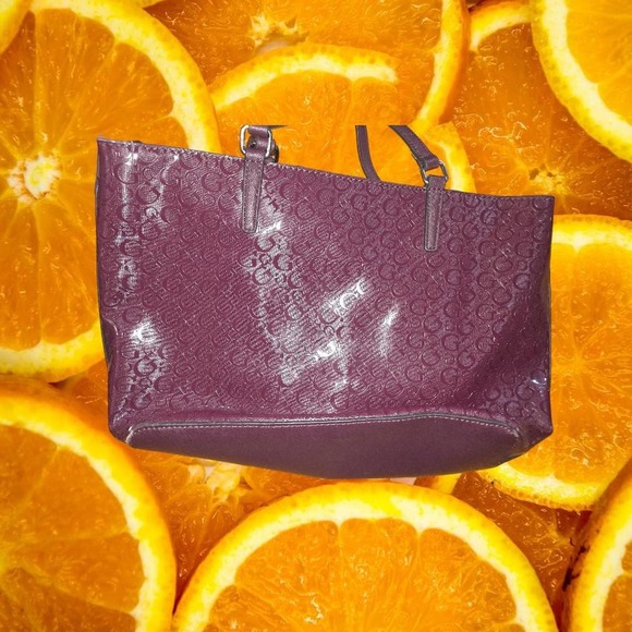 Guess Maroon monogram Tote Purse Shoulder Bag - Picture 5 of 5